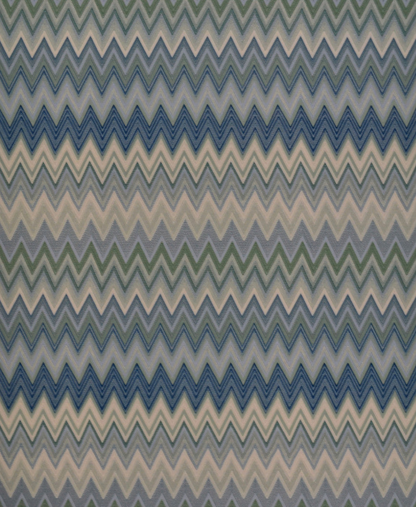 Zig Zag Multicolore Blue Wallpaper by Missoni Missoni Covers about 56.4 square feet 20.5-in by 33-ft long roll Unpasted 25 - Fabric Carolina -