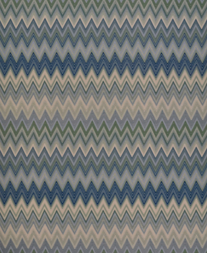 Zig Zag Multicolore Blue Wallpaper by Missoni Missoni Covers about 56.4 square feet 20.5-in by 33-ft long roll Unpasted 25 - Fabric Carolina -