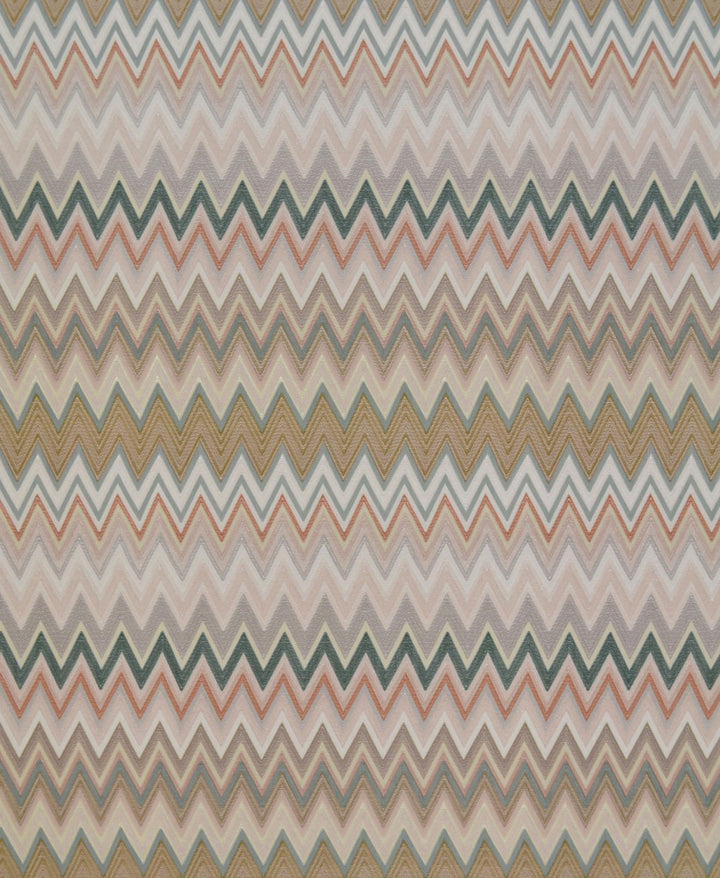 Zig Zag Multicolore Green Wallpaper by Missoni Missoni Covers about 56.4 square feet 20.5-in by 33-ft long roll Unpasted 25 - Fabric Carolina -