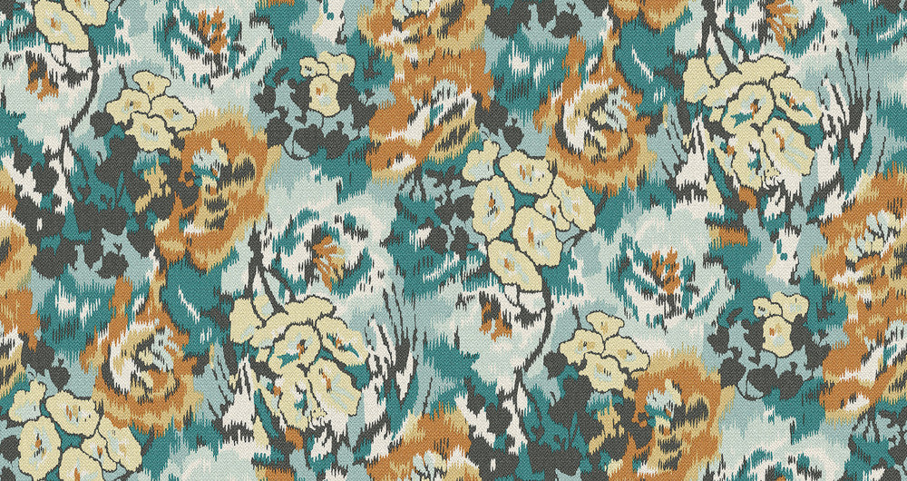 Flower Pot Teal & Orange Wallpaper by Missoni Missoni 4 Covers about 108.1 square feet 39.3-in by 33-ft long roll Unpasted 20.8 - Fabric Carolina -