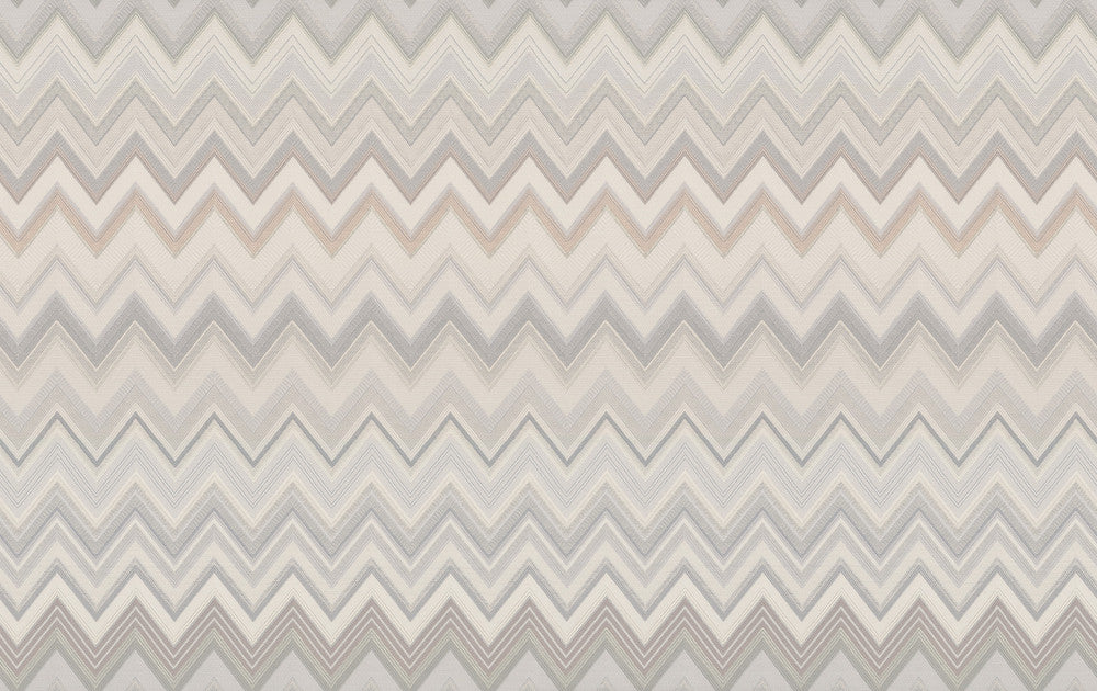 Happy Zigzag Grey Wallpaper by Missoni Missoni 4 Covers about 108.1 square feet 39.3-in by 33-ft long roll Unpasted 23.6 - Fabric Carolina -
