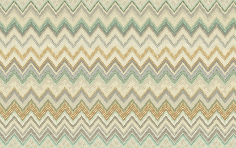 Happy Zigzag Green Wallpaper by Missoni Missoni 4 Covers about 108.1 square feet 39.3-in by 33-ft long roll Unpasted 23.6 - Fabric Carolina -