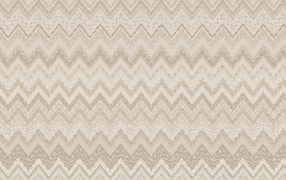 Happy Zigzag Neutral Wallpaper by Missoni Missoni 4 Covers about 108.1 square feet 39.3-in by 33-ft long roll Unpasted 23.6 - Fabric Carolina -