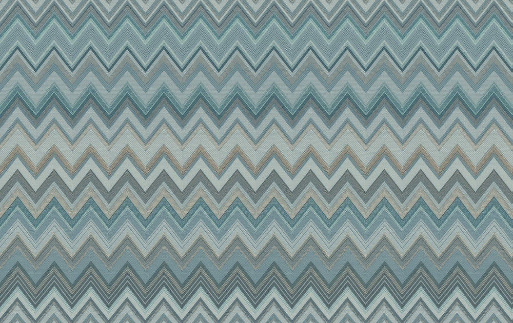 Happy Zigzag Blue Wallpaper by Missoni Missoni 4 Covers about 108.1 square feet 39.3-in by 33-ft long roll Unpasted 23.6 - Fabric Carolina -