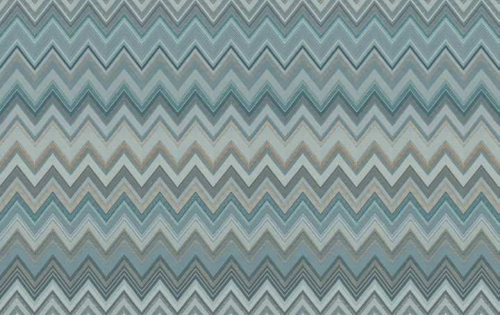 Happy Zigzag Blue Wallpaper by Missoni Missoni 4 Covers about 108.1 square feet 39.3-in by 33-ft long roll Unpasted 23.6 - Fabric Carolina -
