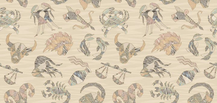 Constellations Cream Wallpaper by Missoni Missoni 4 Covers about 108.1 square feet 39.3-in by 33-ft long roll Unpasted 37.4 - Fabric Carolina -