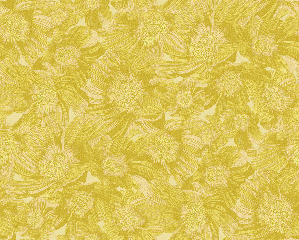 Anemoni Yellow Wallpaper by Missoni Missoni Home 5 Covers about 107.4 square feet Unpasted 31.5-in repeat, straight match 39.3-in by 32.8-ft long roll - Fabric Carolina -