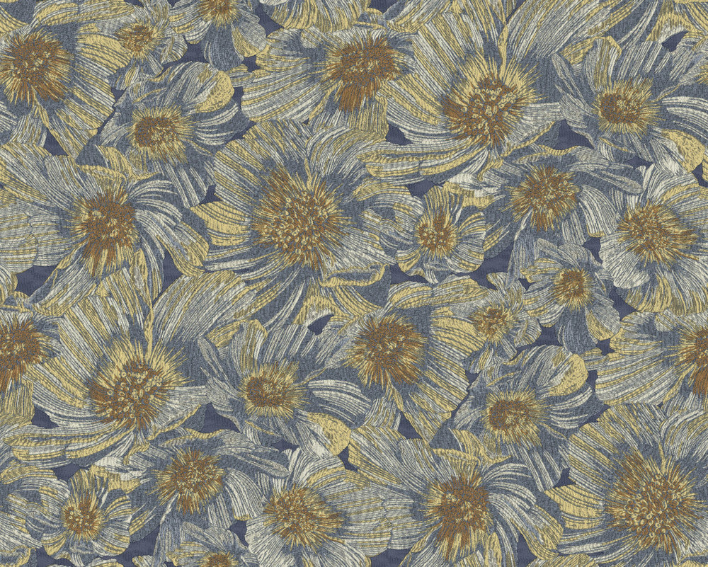 Anemoni Blue Wallpaper by Missoni Missoni Home 5 Covers about 107.4 square feet Unpasted 31.5-in repeat, straight match 39.3-in by 32.8-ft long roll - Fabric Carolina -