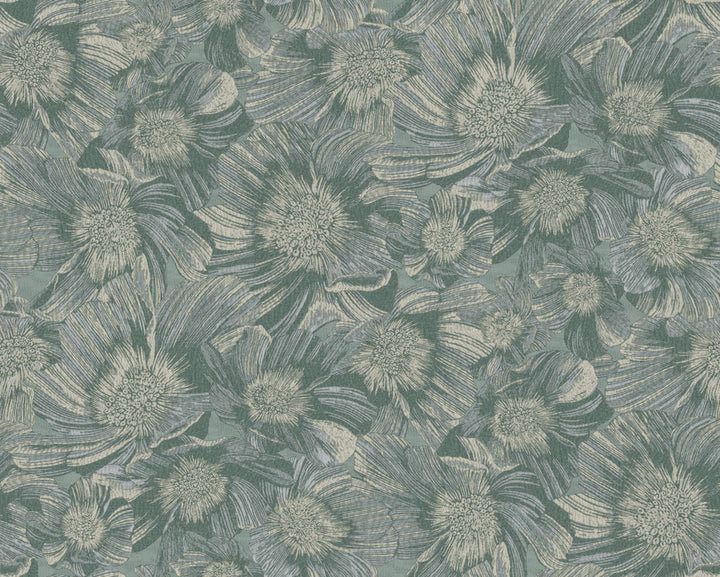 Anemoni Teal Wallpaper by Missoni Missoni Home 5 Covers about 107.4 square feet Unpasted 31.5-in repeat, straight match 39.3-in by 32.8-ft long roll - Fabric Carolina -