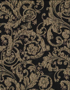Minuet Black Gold by Norbar Fabric SYMPHONY 100% POLYESTER CHINA 12"V 14"H 55 - Fabric Carolina -
