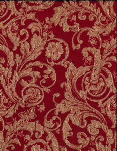 Minuet Red Gold by Norbar Designer Fabric SYMPHONY 100% POLYESTER CHINA 12"V 14"H 55 - Swanky Fabrics -