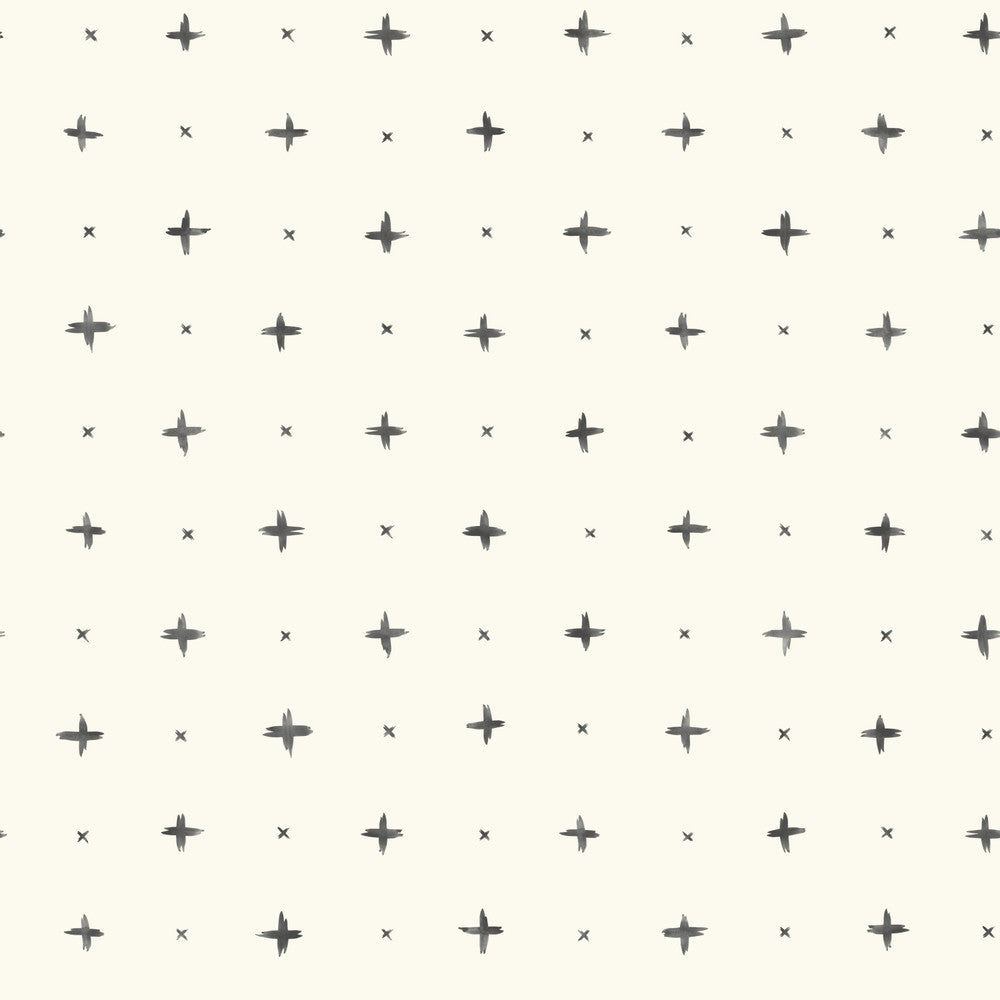 Cross Stitch Black Wallpaper by Magnolia Home Magnolia Home Artful Prints & Patterns Covers about 56.4 square feet 20.5-in by 33-ft long roll Prepasted 20.5 - Fabric Carolina -
