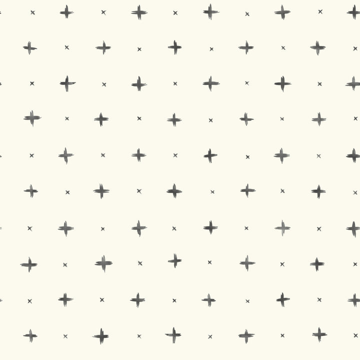 Cross Stitch Black Wallpaper by Magnolia Home Magnolia Home Artful Prints & Patterns Covers about 56.4 square feet 20.5-in by 33-ft long roll Prepasted 20.5 - Fabric Carolina -