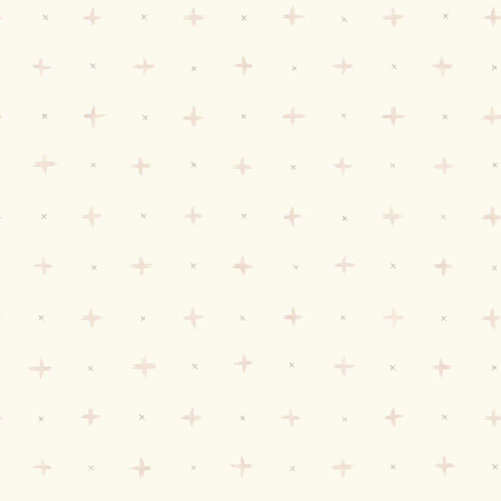 Cross Stitch Pink Wallpaper by Magnolia Home Magnolia Home Artful Prints & Patterns Covers about 56.4 square feet 20.5-in by 33-ft long roll Prepasted 20.5 - Fabric Carolina -