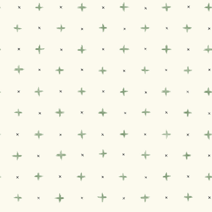 Cross Stitch Green Wallpaper by Magnolia Home Magnolia Home Artful Prints & Patterns Covers about 56.4 square feet 20.5-in by 33-ft long roll Prepasted 20.5 - Fabric Carolina -