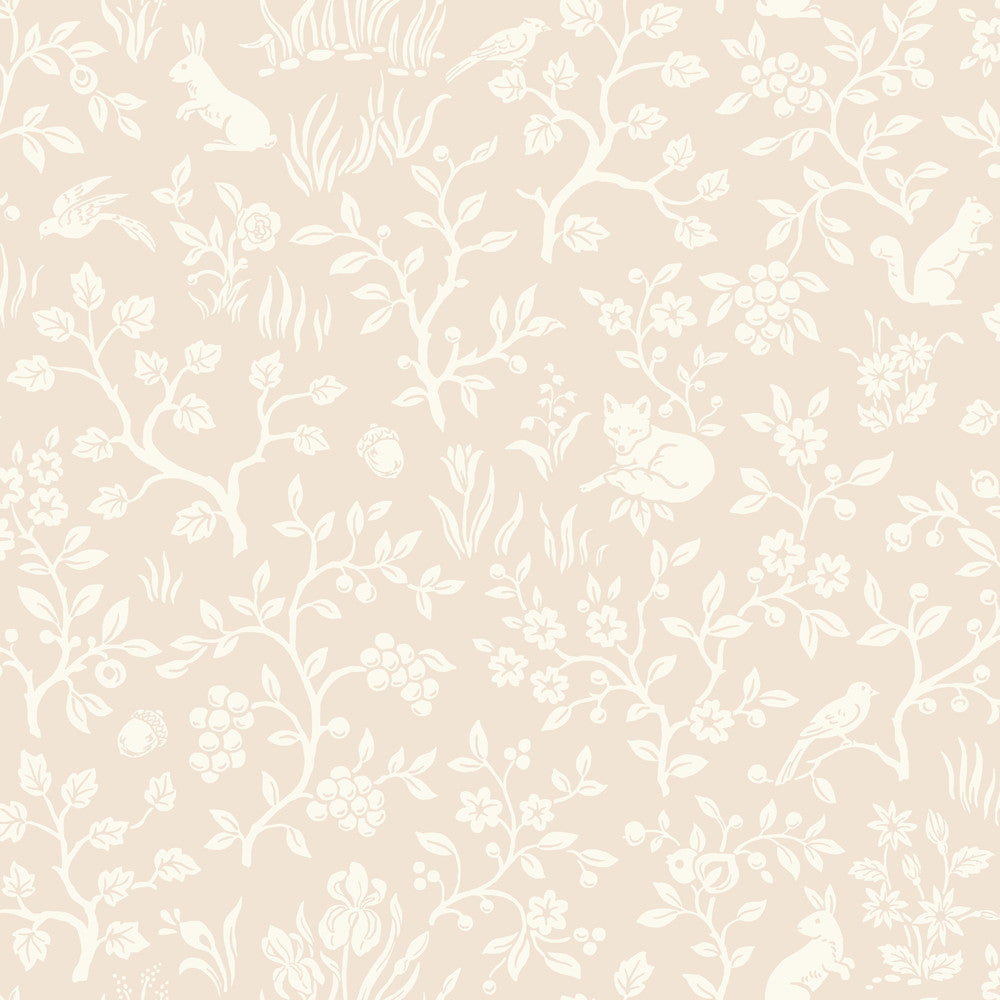 Fox & Hare Pink Wallpaper by Magnolia Home Magnolia Home Artful Prints & Patterns Covers about 56.4 square feet 20.5-in by 33-ft long roll Prepasted 20.5 - Fabric Carolina -