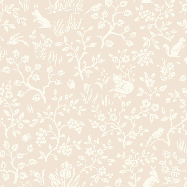 Fox & Hare Pink Wallpaper by Magnolia Home Magnolia Home Artful Prints & Patterns Covers about 56.4 square feet 20.5-in by 33-ft long roll Prepasted 20.5 - Fabric Carolina -