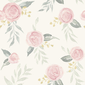 Watercolor Roses Pink Wallpaper by Magnolia Home