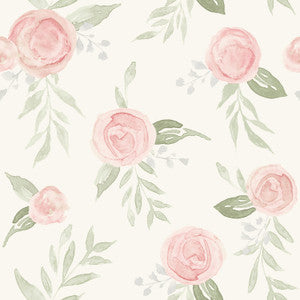 Watercolor Roses Coral Wallpaper by Magnolia Home