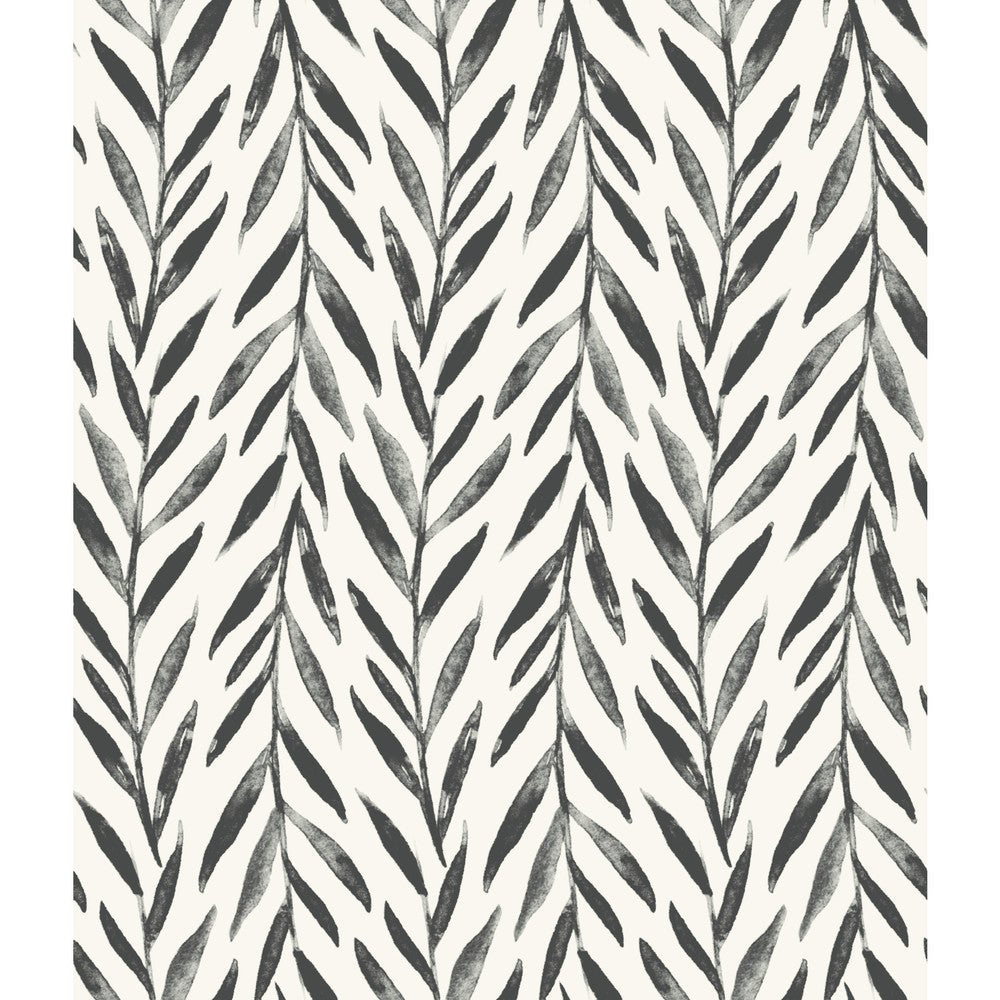 Willow Black Wallpaper by Magnolia Home Magnolia Home Artful Prints & Patterns Covers about 56.4 square feet 20.5-in by 33-ft long roll Prepasted 24 - Fabric Carolina -