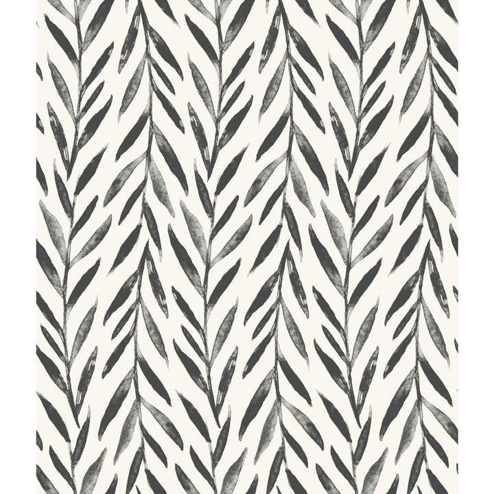 Willow Black Wallpaper by Magnolia Home Magnolia Home Artful Prints & Patterns Covers about 56.4 square feet 20.5-in by 33-ft long roll Prepasted 24 - Fabric Carolina -