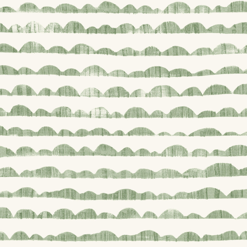 Hill & Horizon Green Wallpaper by Magnolia Home Magnolia Home Artful Prints & Patterns Covers about 56.4 square feet 20.5-in by 33-ft long roll Prepasted 20.5 - Fabric Carolina -