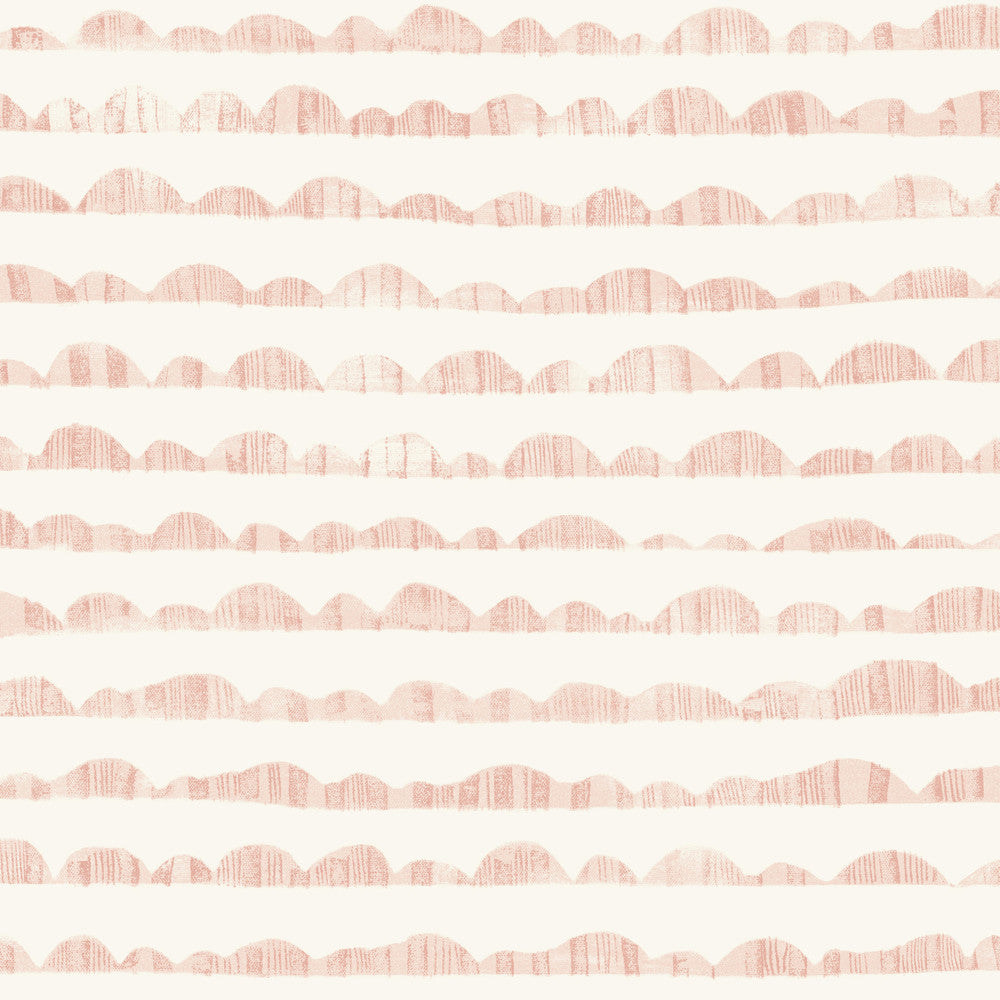 Hill & Horizon Pink Wallpaper by Magnolia Home Magnolia Home Artful Prints & Patterns Covers about 56.4 square feet 20.5-in by 33-ft long roll Prepasted 20.5 - Fabric Carolina -