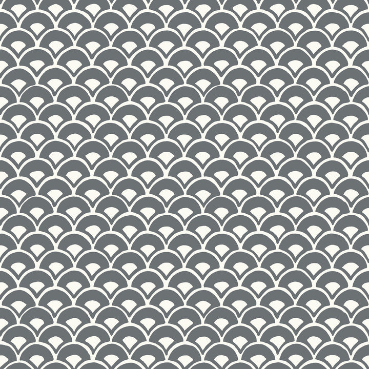 Stacked Scallops Grey Wallpaper by Magnolia Home Magnolia Home Artful Prints & Patterns Covers about 56.4 square feet 20.5-in by 33-ft long roll Prepasted 10.25 - Fabric Carolina -