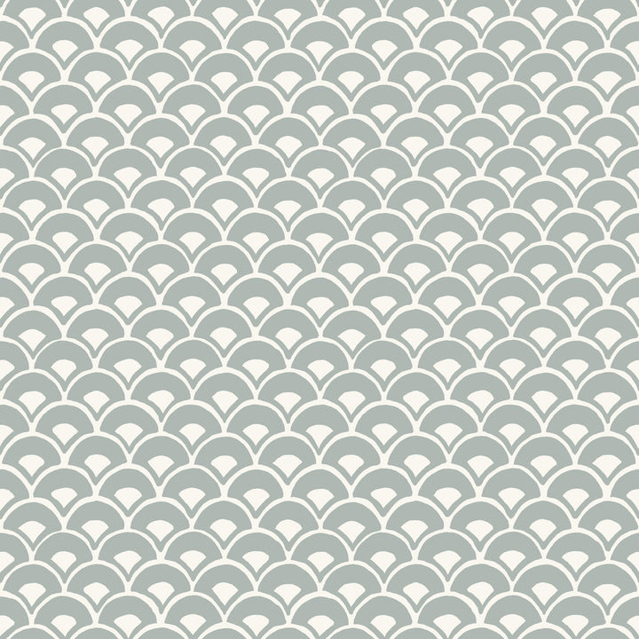 Stacked Scallops Blue Wallpaper by Magnolia Home Magnolia Home Artful Prints & Patterns Covers about 56.4 square feet 20.5-in by 33-ft long roll Prepasted 10.25 - Fabric Carolina -