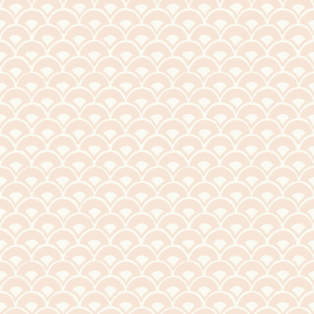 Stacked Scallops Pink Wallpaper by Magnolia Home Magnolia Home Artful Prints & Patterns Covers about 56.4 square feet 20.5-in by 33-ft long roll Prepasted 10.25 - Fabric Carolina -