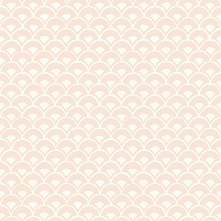 Stacked Scallops Pink Wallpaper by Magnolia Home Magnolia Home Artful Prints & Patterns Covers about 56.4 square feet 20.5-in by 33-ft long roll Prepasted 10.25 - Fabric Carolina -