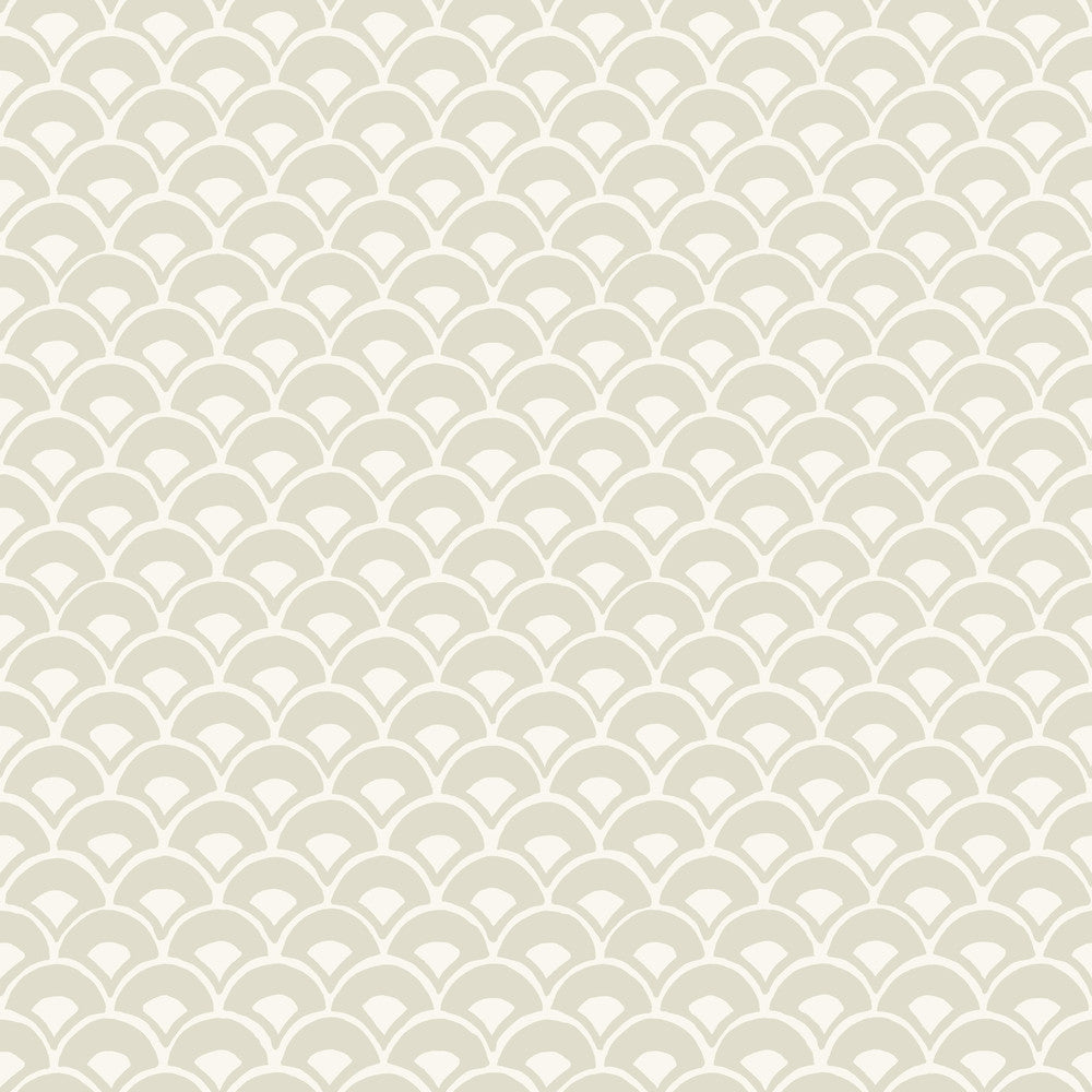 Stacked Scallops Beige Wallpaper by Magnolia Home Magnolia Home Artful Prints & Patterns Covers about 56.4 square feet 20.5-in by 33-ft long roll Prepasted 10.25 - Fabric Carolina -