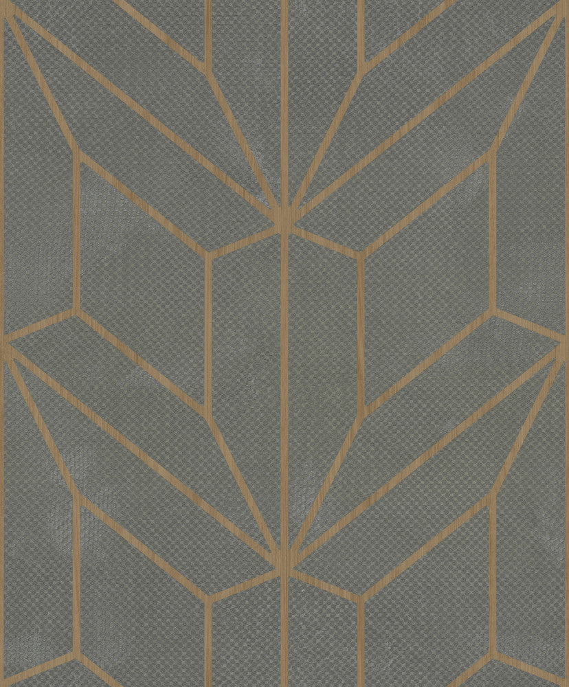Hammered Diamond Inlay Grey & Wood Wallpaper by York Wallcoverings Grey Covers about 56.9 square feet 20.8-in by 32.8-ft long roll Unpasted 25.2 - Fabric Carolina -