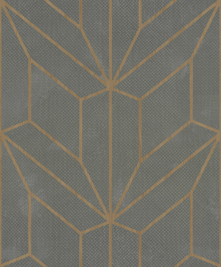 Hammered Diamond Inlay Grey & Wood Wallpaper by York Wallcoverings Grey Covers about 56.9 square feet 20.8-in by 32.8-ft long roll Unpasted 25.2 - Fabric Carolina -
