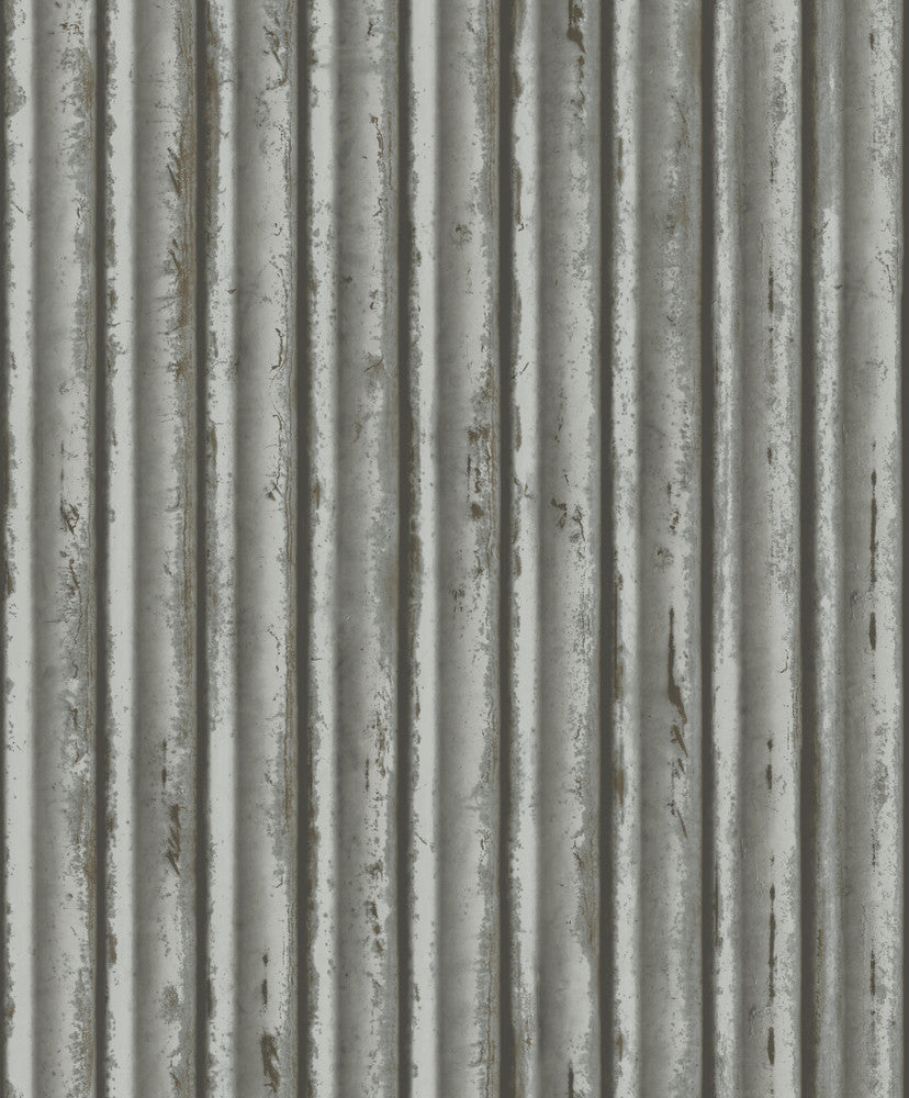 Grey & Silver Weathered Metal Wallpaper by York Wallcoverings Mixed Materials Covers about 56.9 square feet 20.8-in by 32.8-ft long roll Unpasted 25.2 - Fabric Carolina -