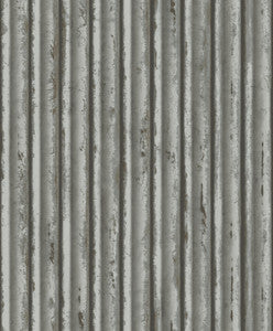 Grey & Silver Weathered Metal Wallpaper by York Wallcoverings