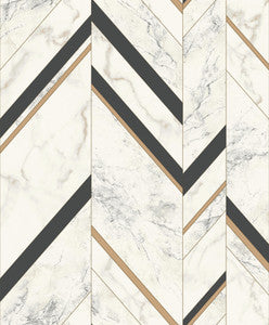 Marble Chevron Black & Gold Wallpaper by Inspired by Color