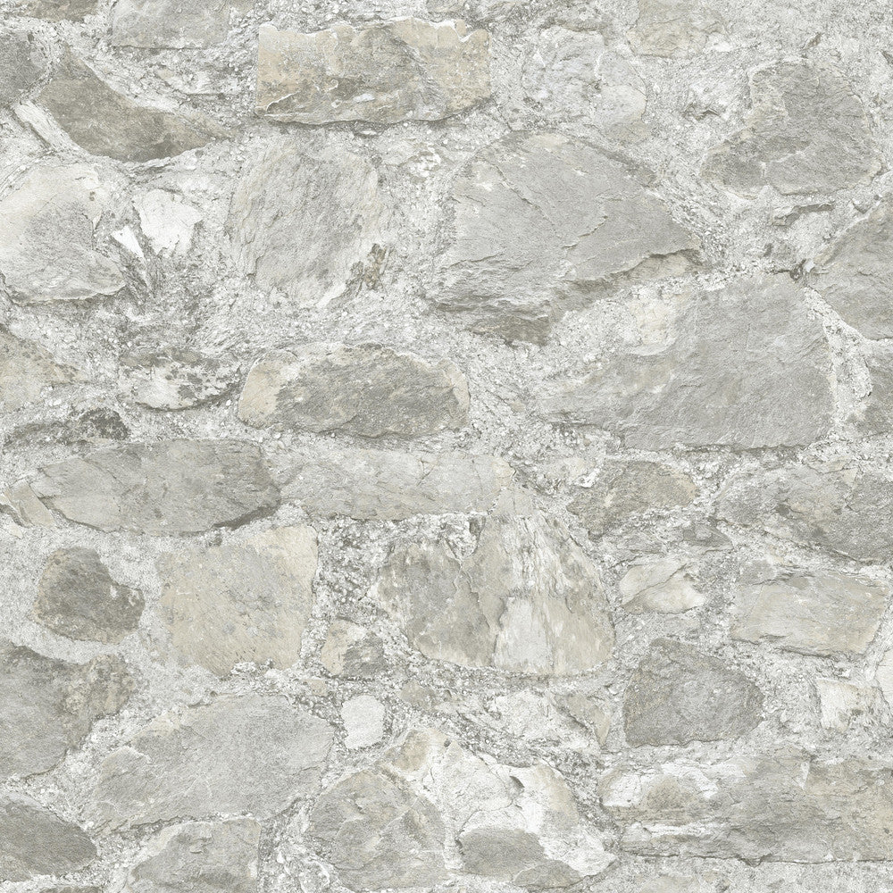 Field Stone Grey Wallpaper by York Wallcoverings Mediterranean Covers about 56.9 square feet 20.8-in by 32.8-ft long roll Unpasted 20.75 - Fabric Carolina -