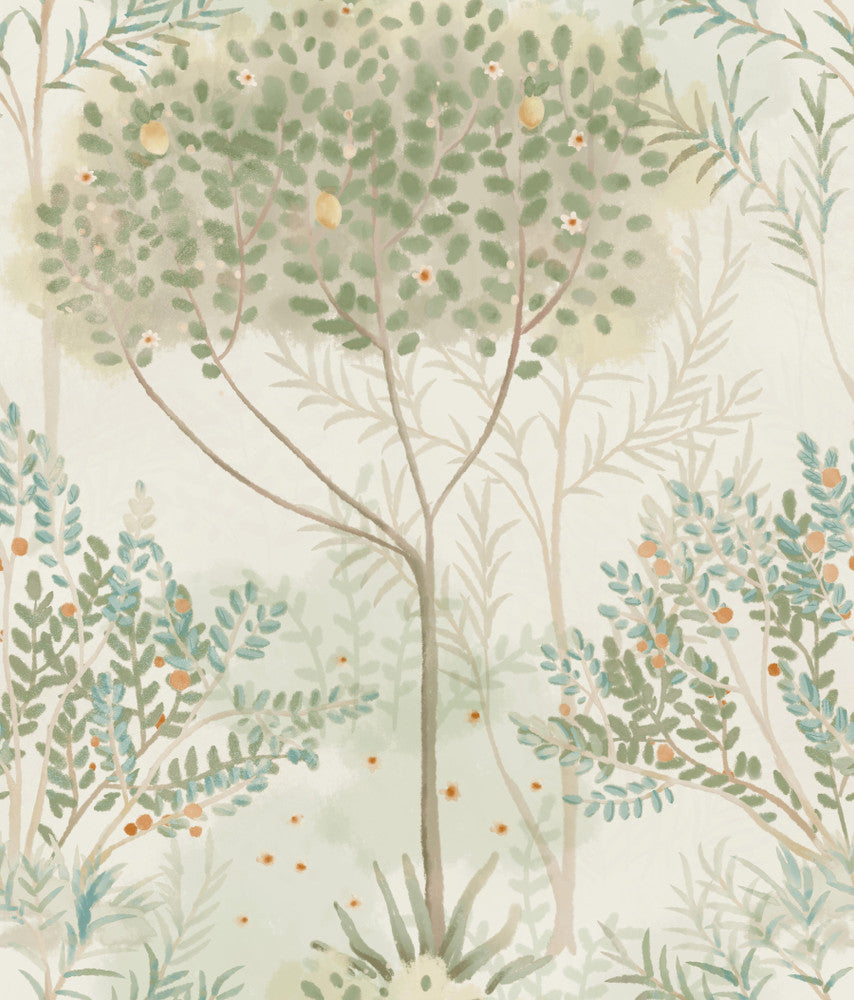 Orchard Beige Wallpaper by York Wallcoverings Earthy Tones Covers about 56.4 square feet 20.5-in by 33-ft long roll Prepasted 24 - Fabric Carolina -