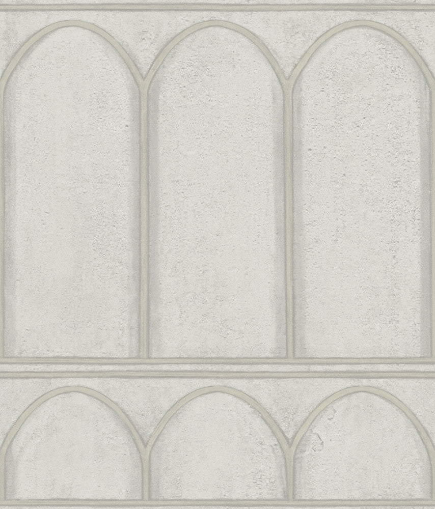 Arches Grey & Pearl Wallpaper by York Wallcoverings Mediterranean Covers about 56.4 square feet 20.5-in by 33-ft long roll Prepasted 24 - Fabric Carolina -