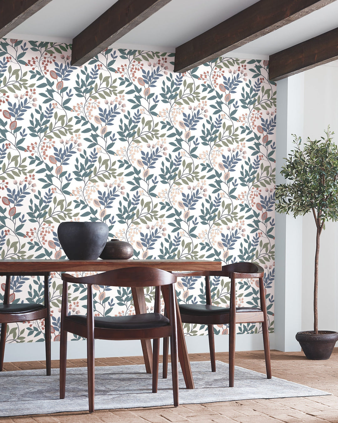 Eden Retreat Pink & Teal Wallpaper by York Wallcoverings Designer