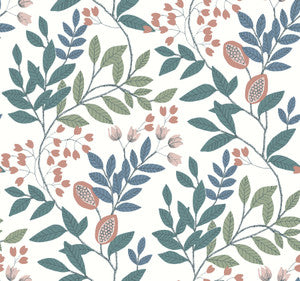 Eden Retreat Pink & Teal Wallpaper by York Wallcoverings