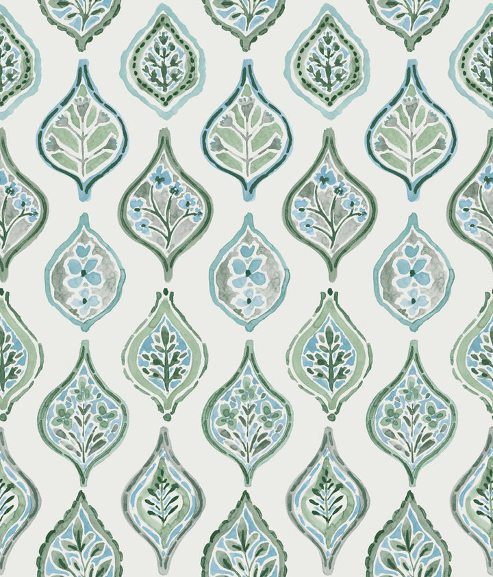 Marketplace Motif Pale Grey & Green Wallpaper by York Wallcoverings Mediterranean Covers about 56.4 square feet 20.5-in by 33-ft long roll Prepasted 24 - Fabric Carolina -