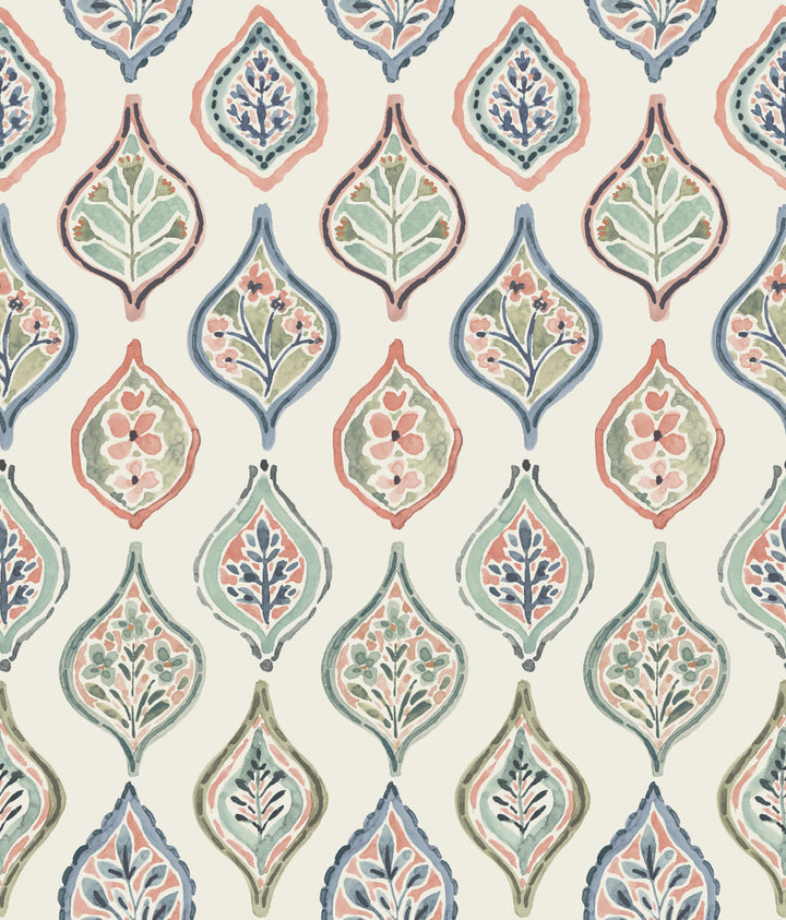 Marketplace Motif Off White & Green Wallpaper by York Wallcoverings Earthy Tones Covers about 56.4 square feet 20.5-in by 33-ft long roll Prepasted 24 - Fabric Carolina -