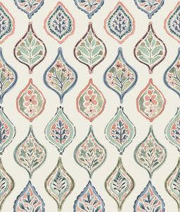 Marketplace Motif Off White & Green Wallpaper by York Wallcoverings