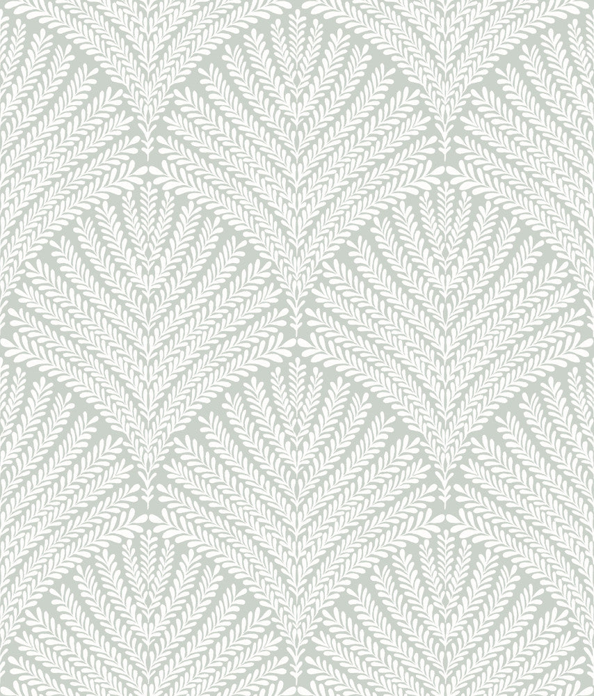 Beachcomber Green & White Wallpaper by York Wallcoverings Mediterranean Covers about 56.4 square feet 20.5-in by 33-ft long roll Prepasted 24 - Fabric Carolina -