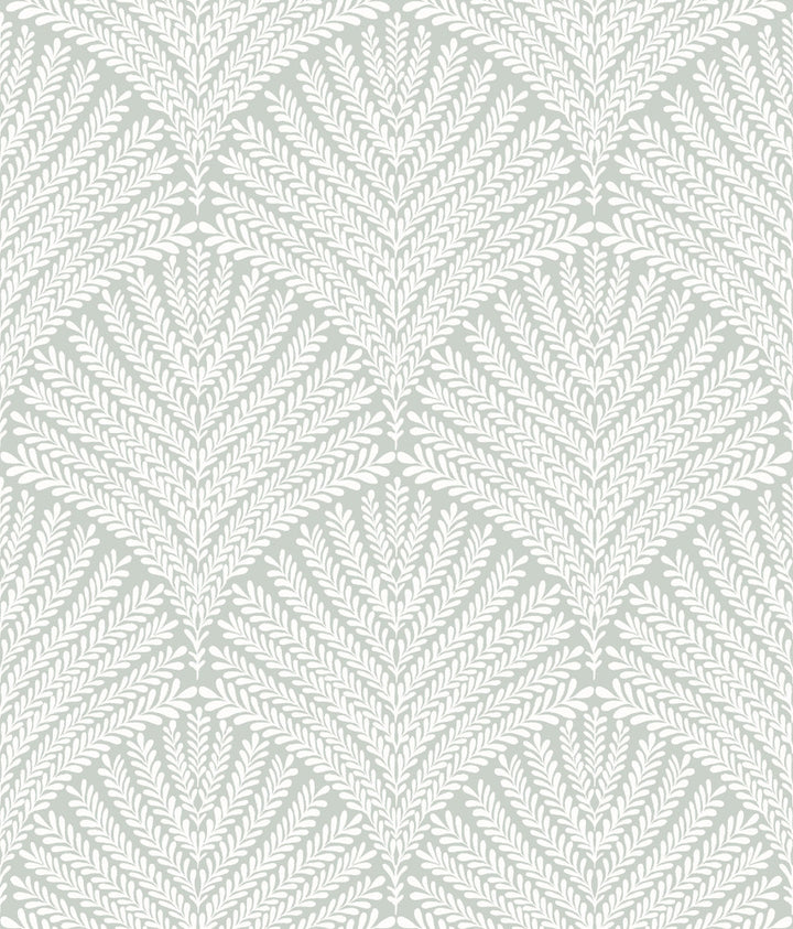 Beachcomber Green & White Wallpaper by York Wallcoverings Mediterranean Covers about 56.4 square feet 20.5-in by 33-ft long roll Prepasted 24 - Fabric Carolina -