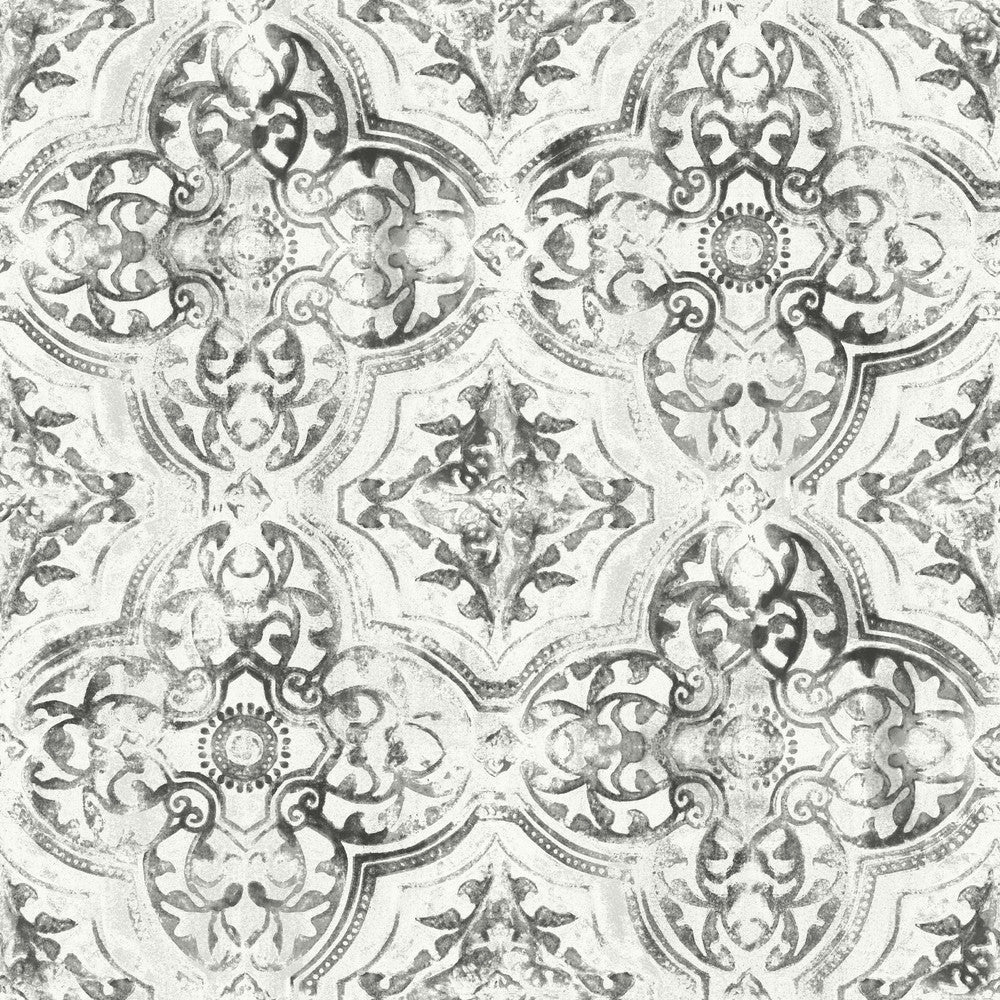 Quartet White & Black Wallpaper by Inspired by Color Black & White, III Covers about 56.4 square feet 20.5-in by 33-ft long roll Prepasted 20.5 - Fabric Carolina -