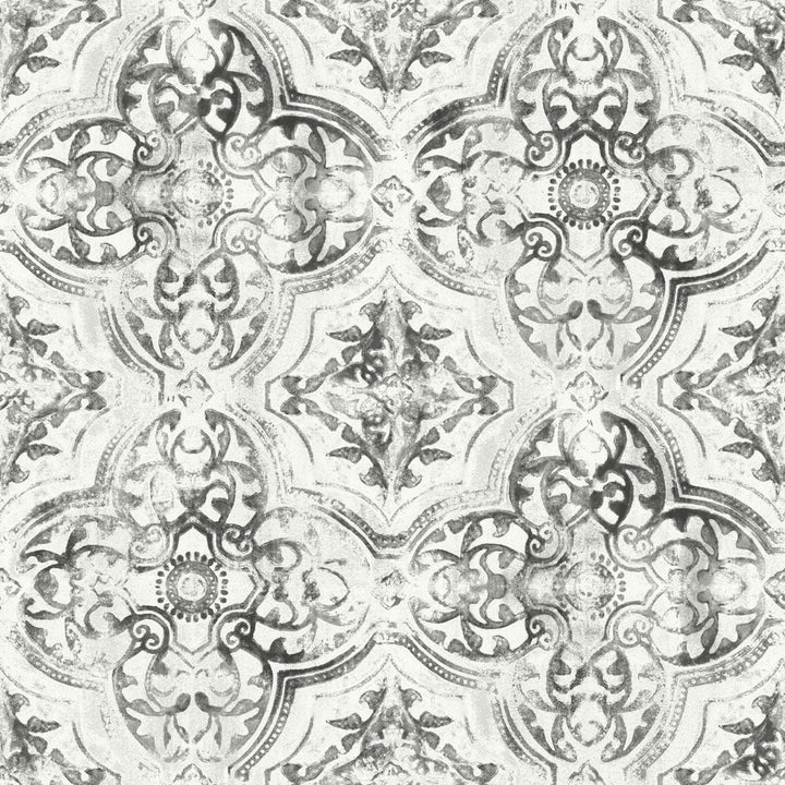 Quartet White & Black Wallpaper by Inspired by Color Black & White, III Covers about 56.4 square feet 20.5-in by 33-ft long roll Prepasted 20.5 - Fabric Carolina -
