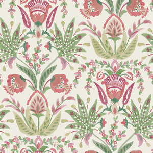 Seaside Jacobean Green & Red Wallpaper by York Wallcoverings